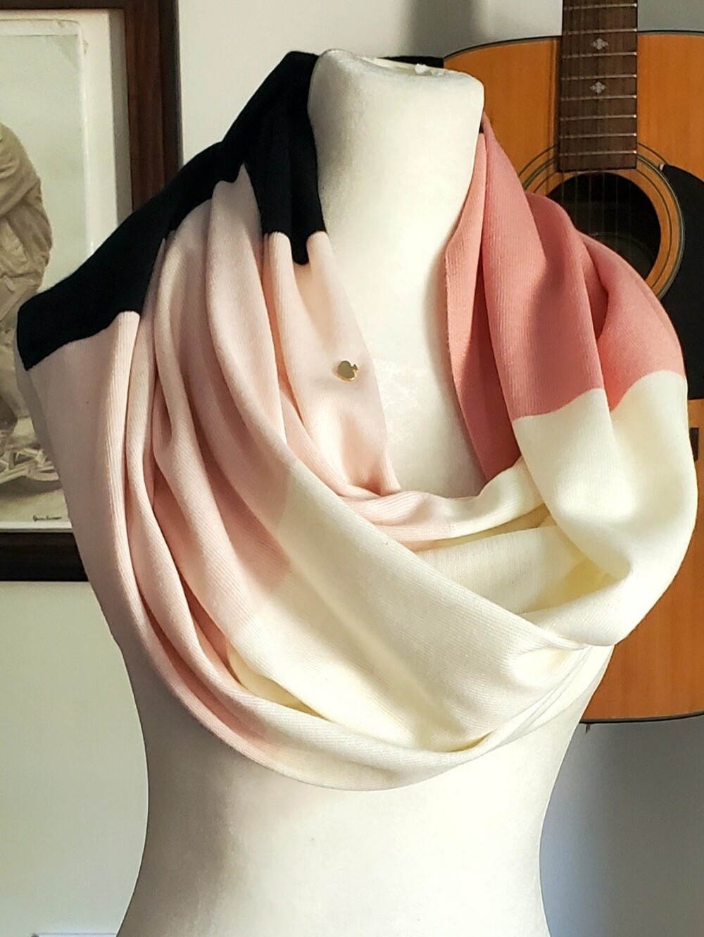 kate spade Infinity Scarf in Black, Blush Pink & Cream